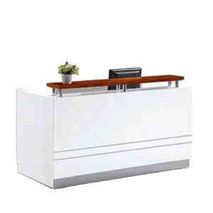 1.4m Small White Wooden Reception Desk for Office, Hotel, School, Hospital, or Mall