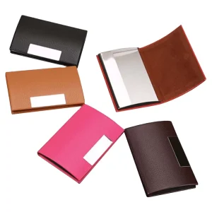 10-Lanyard ID Wallet with Compact Genuine Leather Business Card Holder