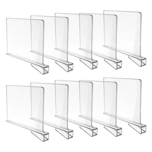 10-Pcs Transparent Acrylic Shelf Brochure Holder Hangers Closet Shelf and Separator for Wood Plastic Cabinets