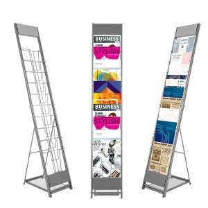 10-Tier Portable Metal Magazine Catalog Literature Greeting Card Book and Brochure Display Rack