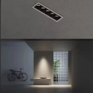 10W LED Recessed Downlight Modern Indoor Aluminum Ceiling Spotlight Rectangle Long Strip Line Grille Office Embedded
