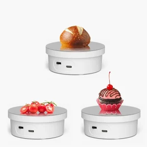 10cm Rechargeable Mirror Top Display Stand 360 Degree Rotating Turntable Photography RGB LED Light Shooting Platform