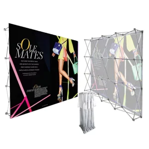 10ft 20ft Custom Logo Dye Sublimation Portable Stretch Pop-Up Wall Trade Show Display Banner Stand Tension Fabric