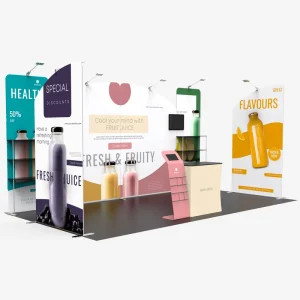 10ft 20ft Exhibition Trade Show Roll Pull up Pop up Display Booth Stretch Tension Fabric Backdrop Display Banner Stands