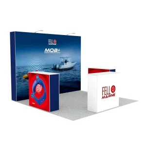 10ft 3×3 Portable Pop up Backdrop Stand Custom Tension Fabric Display Booth for Trade Show Expo Exhibition