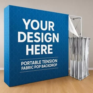 10ft 8ft Custom Fabric Backdrop Portable Straight Trade Show Exhibition Display Wall Pop up Wall Banner with Display Stand