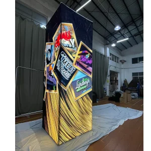 10ft Aluminum Frame LED Backlit Portable Tension Fabric Shelf Display Stand Exhibition Trade Show Pillar Tower