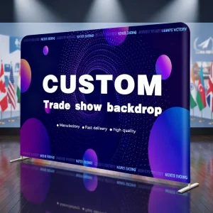 10ft Custom Logo Printed Stretch Tension Fabric Trade Show Backdrop Display Stand