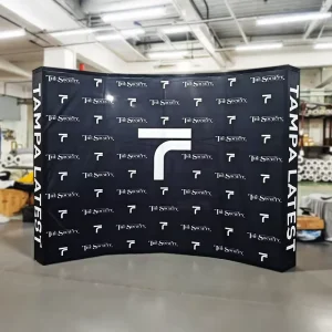 10ft Printed Curved or Straight Stretch Fabric Pop-Up Wall Trade Show Display Banner Stand Backdrop