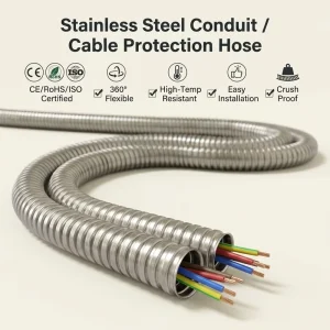 10mm 12mm 16mm 20mm 25mm 32mm Corrugated SS304 Stainless Steel Flexible Conduit Corrugated Hose for Electrical Wiring Protection