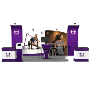10×10 10×20 20×20 Standard Portable Modular Tension Clothing Fabric Tradeshow Display Exhibition Trade Show Booth With Shelves