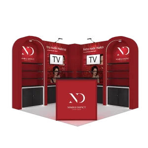 10×10 Aluminum Trade Show Display Stand SEG Backlit Storage Cabinet Exhibition Booth