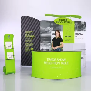 10x10ft Portable Aluminum Tool-Free Exhibition Booth with Retractable Display, 3x3m
