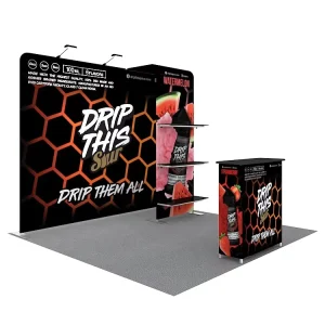 10x10ft Trade Show Shelf Display Backdrop Banner Stand Exhibition Counter Portable Lightweight Event Booth