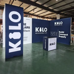 10×20 Portable Trade Show Booth with 6×3 LED Light Box Backdrop