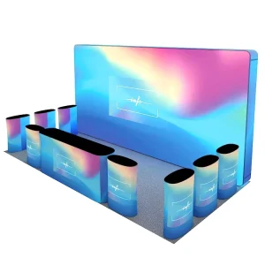 10x20ft fashion new design modular aluminum frame LED backlit pop up counter backdrop display stand exhibition tradeshow booth