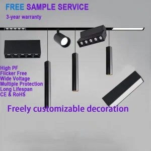 110V 260V DC Aluminum Linear Spotlight Ceiling Surface Recessed Hanging Magnetic LED Track Light System with Rail