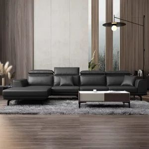 1+1+3 Italian Leather Modular Sofa Set Hotel & Office Lounge Adjustable Height