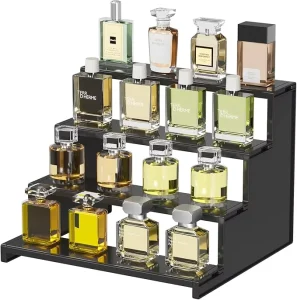12-Inch Plastic Dark Cologne and Perfume Organizer for Fragrance, Skincare, Figurines, and Desserts