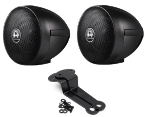 12V Universal Motorcycle Audio 3 Inch Full Range Waterproof Speaker for Scooter ATV UTV Boat with Mirror Brackets 98M B Black