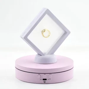 138mm Pink Rotating Electric Turntable 360 Photography Turntable Motorized Rotating Display Stand for Jewelry Product Display
