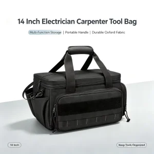 14 Inch Black Handheld Multi-Functional Tool Storage Bag for Electrician and Carpenter