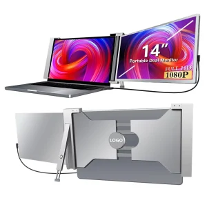 14-Inch IPS Portable Monitor with Laptop Expandable Folding Dual-Screen Bracket