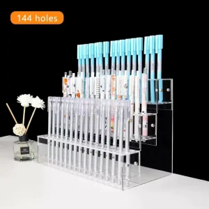 144 Holes Acrylic Pencil Holder Pen Storage Rack Marker Display Stand Makeup Brush Organizer Stationery Supplies Holder