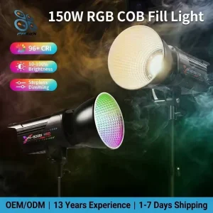150W RGB Photography Fill Light with Stepless Dimming and 3200K-7000K Color Temperature Adjustment