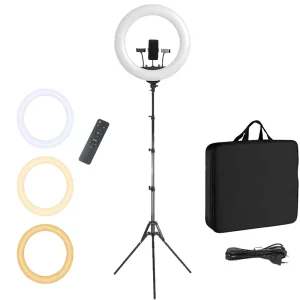 18-Inch Adjustable Warm Color Circular LED Photography Fill Light for Live Broadcast