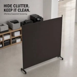 180x180cm Portable Office Partition Screen Black Polyester Fabric Mobile Room Divider With Casters for Commercial Office Design