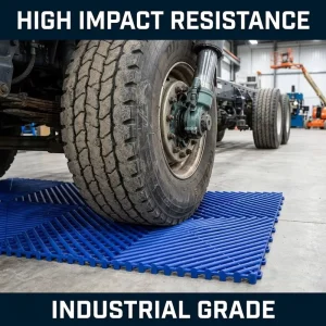 18mm Blue Click Interlocking High-Impact Plastic Garage Floor Tiles Anti-Slip Flooring