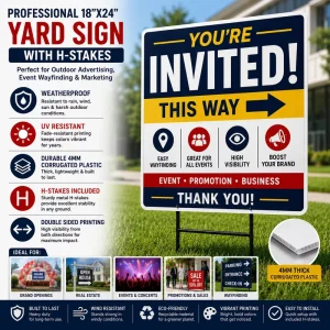 18×24 Yard Sign with H-Stakes for Outdoor Advertising, Events, and Wayfinding