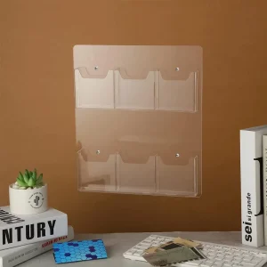 2 Pack Acrylic Brochure Pamphlet Holder Wall Mount Clear Brochure Display Holder Plastic Trifold Flyer Rack
