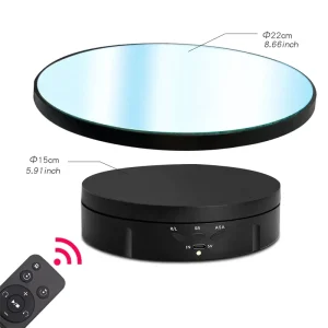 2-in-1 360° Display Turntable with 8.66-Inch Mirror Cover for Photography