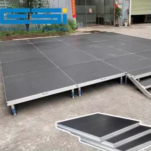 2 x 1m Portable GT Stage with Adjustable Legs 0.6-1.0m and 30mm Aluminum Frame