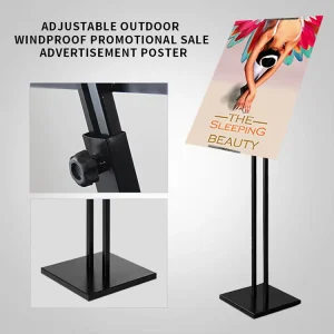 200 cm Adjustable KT Board Poster Stand Floor Display Rack with Clips Telescopic Sign Holder for Retail