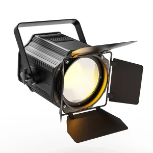 200W LED COB PAR Light with Barndoor, Warm and Cool White, DMX Stage Light for Concerts and Events