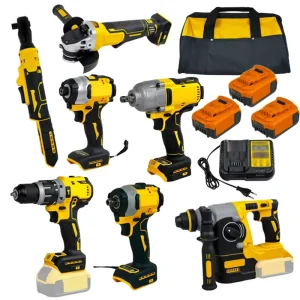 20V Stainless Steel Power Tool Combo Kit 5 Pieces 5.0Ah Battery