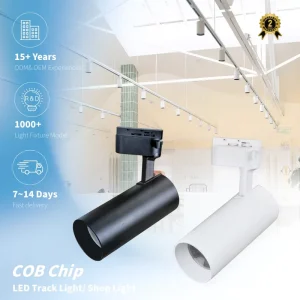 20W COB Spotlight Lamp 220V 2-Wire Rail Lighting System Commercial Track Light 3000K 4000K 6000K