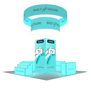 20×20 Backlit Trade Show Display with Step Table Modular Aluminum SEG Portable Exhibition Booth