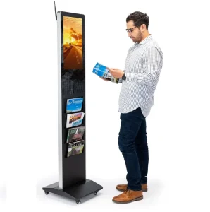 22 Inch Digital Signage Freestanding Kiosk with Brochure Racks