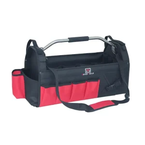 22-Inch Rigid-Frame Open-Top Tote Tool Bag with Steel Handle and Sponge Grip