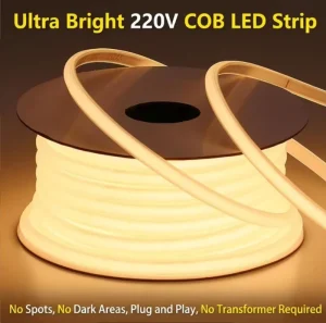 220V High-Voltage IP68 Waterproof COB LED Strip Light Flexible Plug-and-Play Outdoor Building Contour Lighting