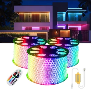 220V Ultra-Thin Flexible LED Strip Light 5050 60 LEDs/m RGB Remote Control Outdoor LED Strip Lights Waterproof Strip LED Light