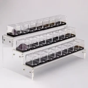 24-Box Three-Layer Acrylic Display Rack with PMMA Stone Display Boxes and Crystal Stand