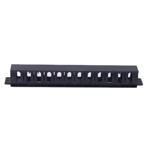 24-Port 1U Networking Patch Panel with Cable Manager and Trough, Cat3/5e/6/6A/8, Black