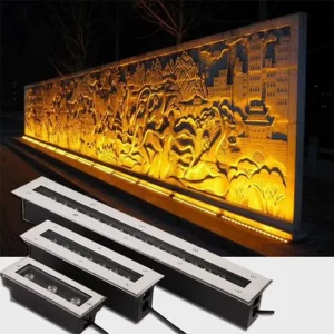 24W IP66 Waterproof LED Recessed Stainless Steel Long Strip Underground Light with Remote Control for Parks