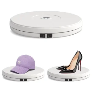 25 cm Electric 360-Degree Rotating Display Stand with LED Light for Video and Live Streaming