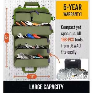 25L Waterproof Polyester Rolling Tool Bag with 7 Detachable Pouches